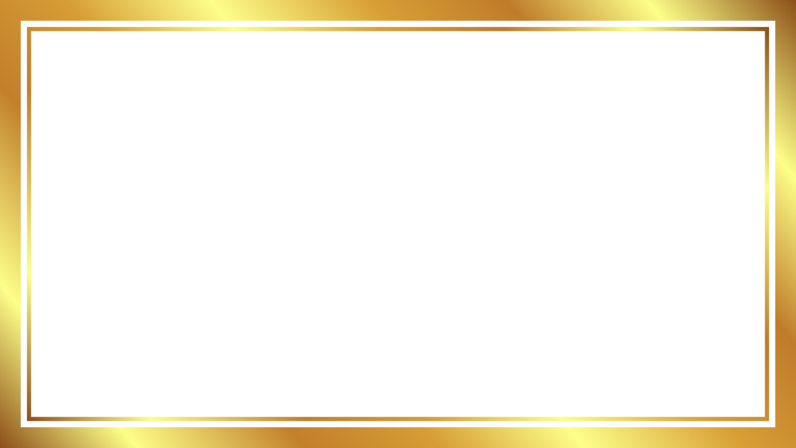 Golden frame rectangle on transparent background